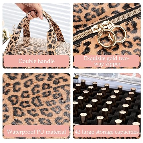 Miniatura 21 de Uross Bolsa organizadora de esmalte de uñas con capacidad para 42 botellas de esmalte de uñas y lámpara de uñas, organizadores de esmalte de uñas