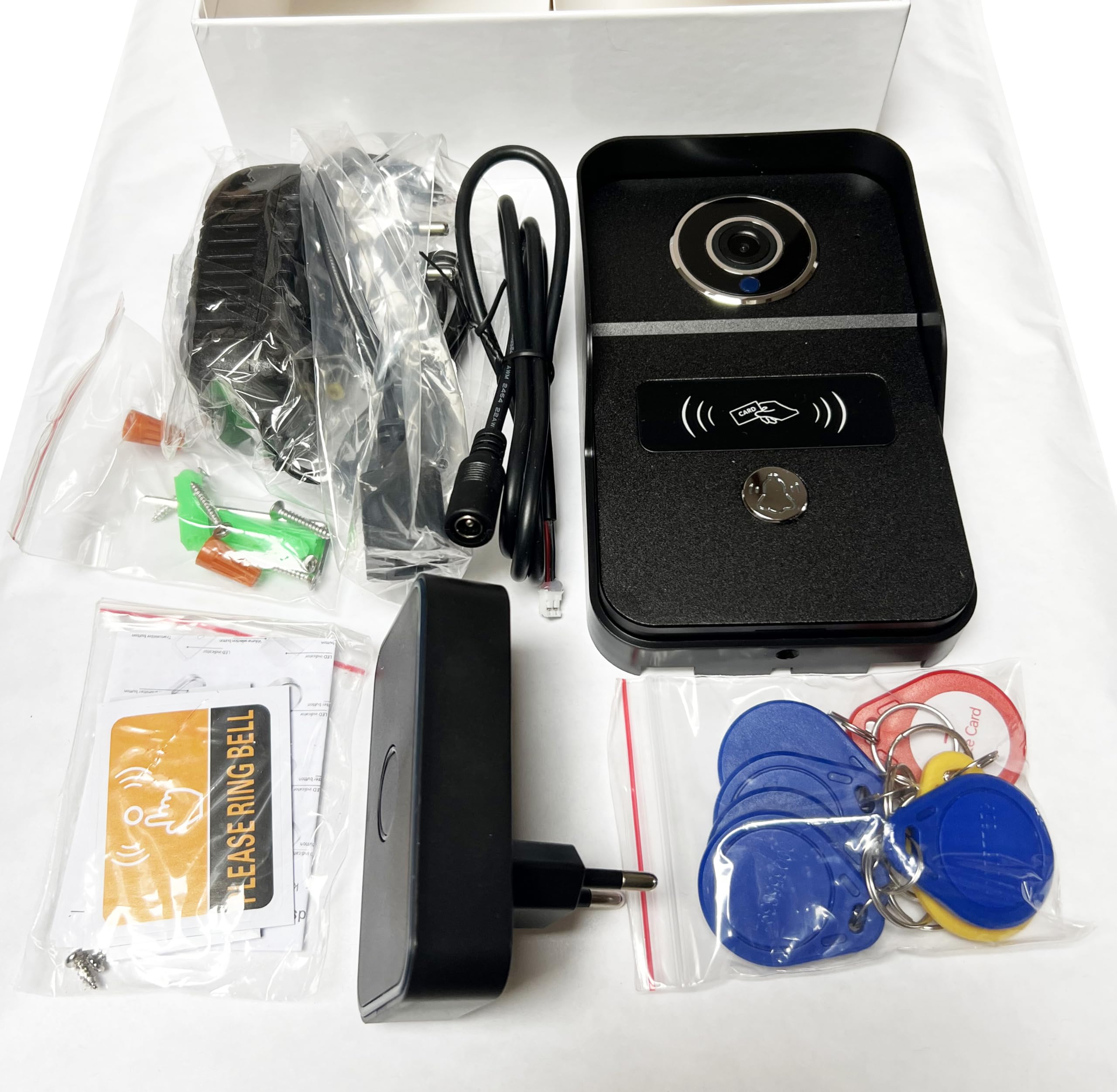 KONX Portier Video KW02C V4 2MP 1080p Tuya interphone WiFi RJ45 POE, Relais Portail, Badge RFID (Noir)