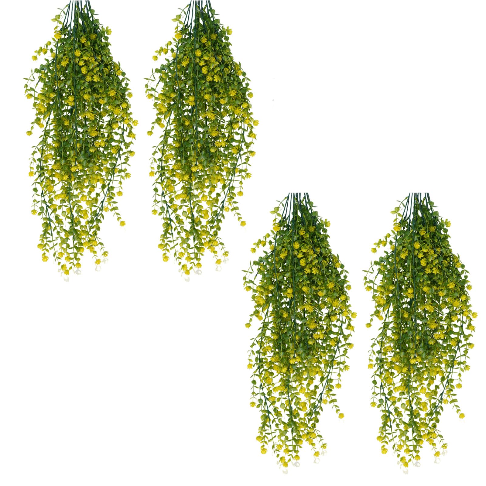 Xinsheinelry 4pcs Realistic Hanging Eucalyptuses Silk Flower Weather Proof Perfect for Kitchen Backyard Wedding Party Indoor Hanging Eucalyptuses Garlands