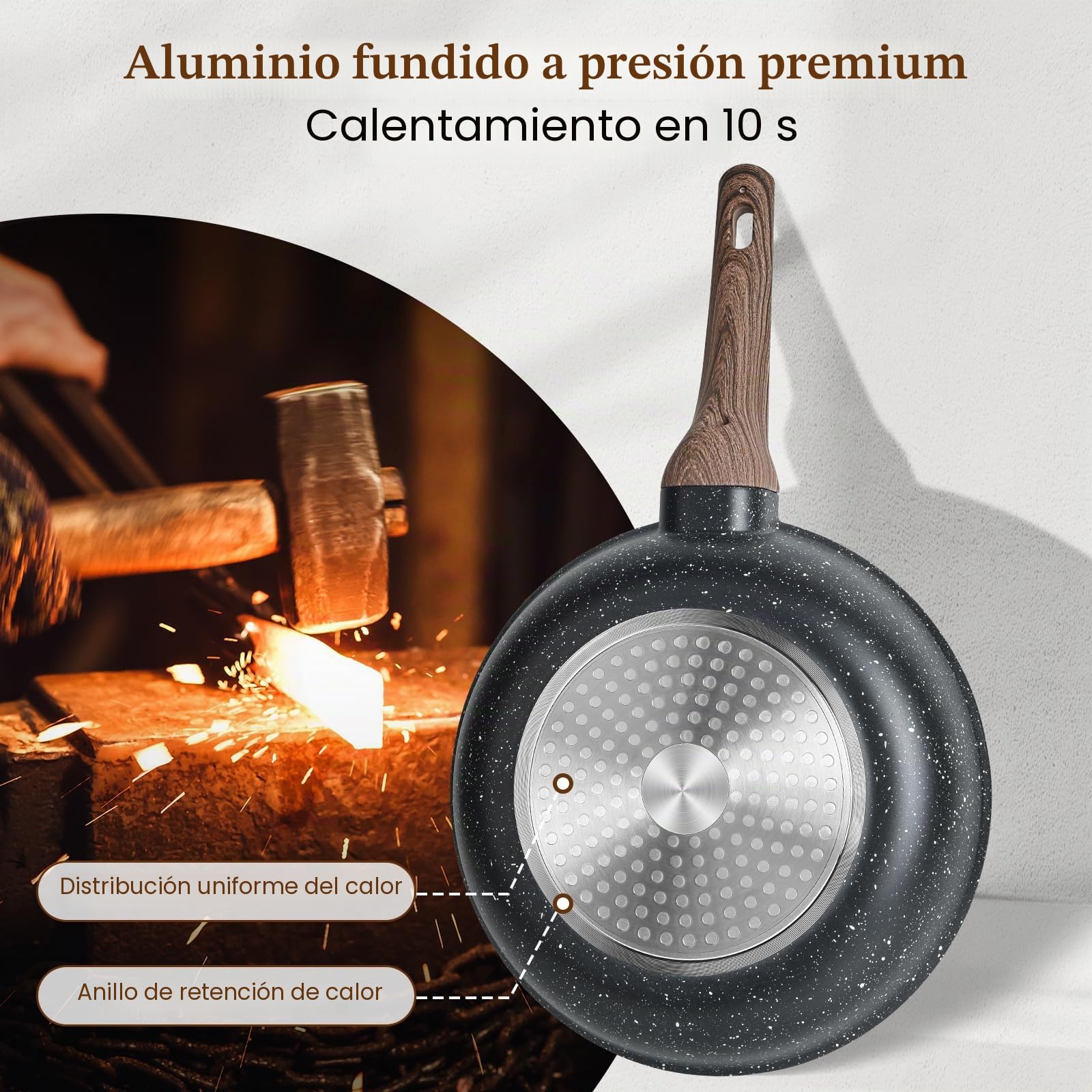 Terlulu Juego de ollas y sartenes de inducción – Juego de 13 sartenes antiadherentes, juego de utensilios de cocina de granito negro con tapa, juego de cacerolas antiadherentes, juego de sartenes,