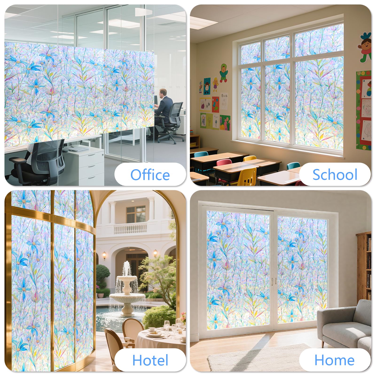 Finnez Vinilo Para Ventanas Privacidad Máxima | Adhesión Estática Sin Pegamento | Protege 96% Rayos UV | Blanco Mate 44.5x200 Cm