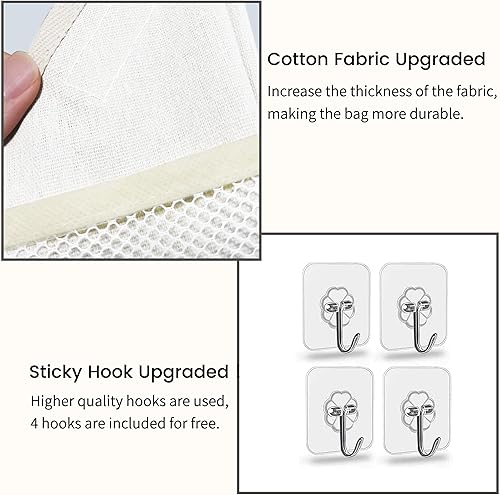 Miniatura 9 de Bolsa organizadora pequeña para colgar en la pared, cesta de almacenamiento para colgar en la puerta de tela de lino con bolsillos, contenedor