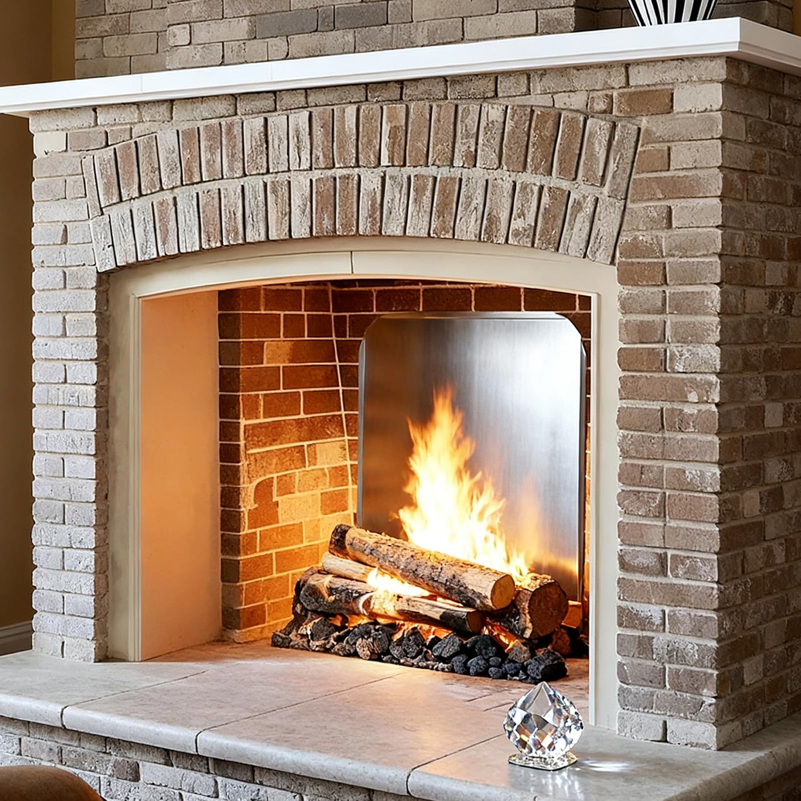 SIXRUN Piastra Posteriore per Camino Deflettore di Calore Regolabile in Acciaio Inossidabile per Uso Domestico 16x18 Pollici Efficiente Riflessione del Calore