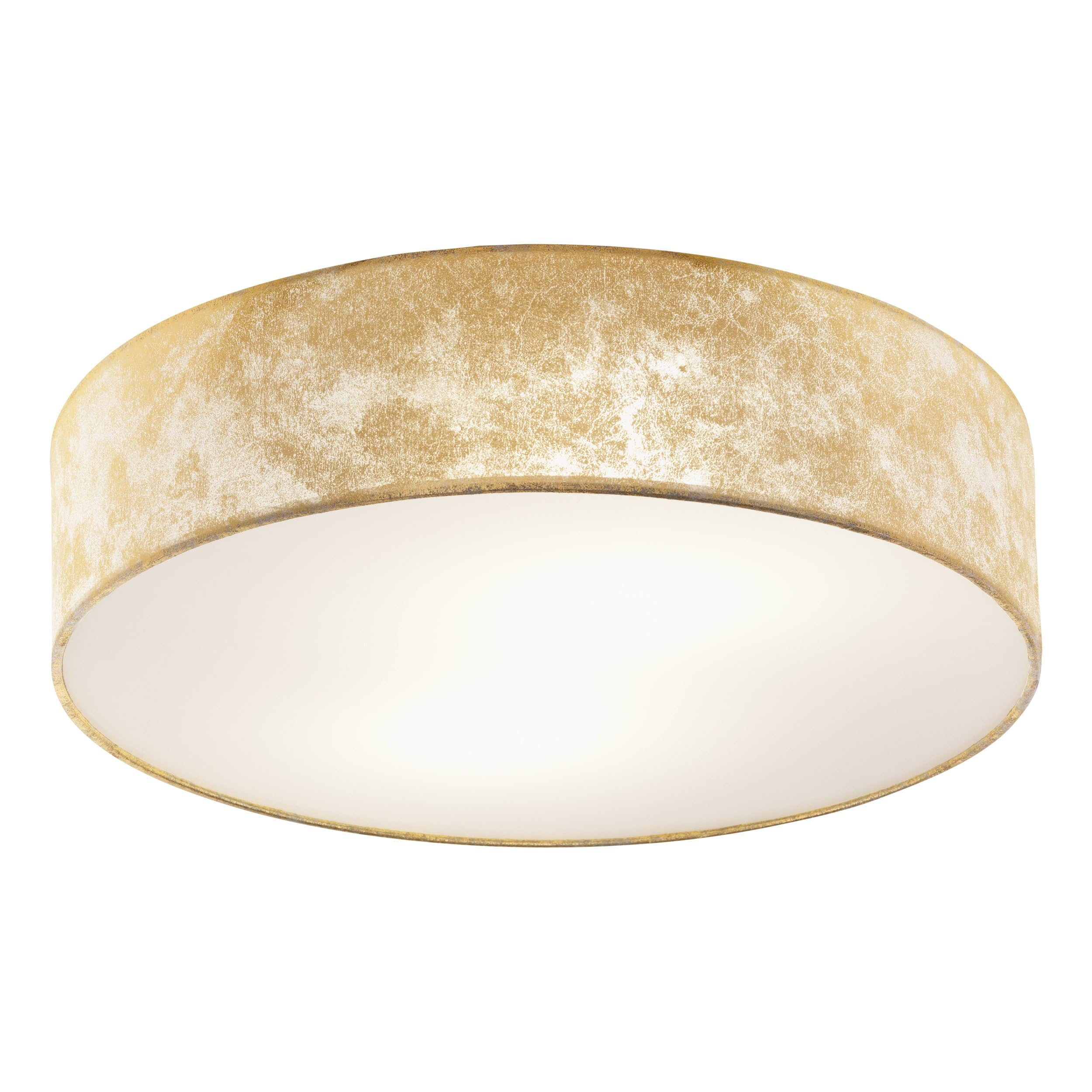 EGLO Deckenlampe Viserbella, Vintage Deckenleuchte, Wohnzimmerlampe aus Stahl und Textil in Champagner, Gold, Küchenlampe, Flurlampe Decke mit E27 Fassung, Ø 38 cm