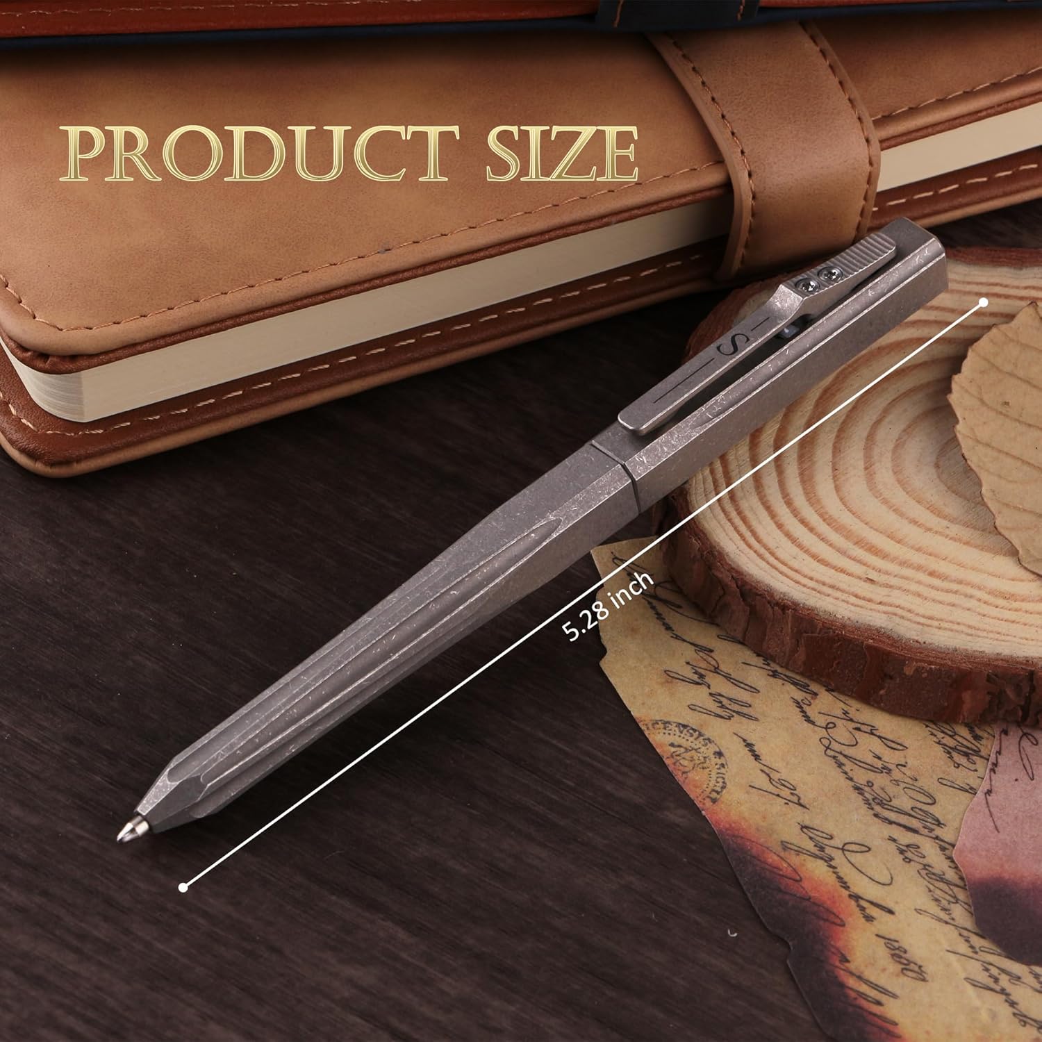 SMOOTHERPRO Titanium Click Pen, Compatible with Parker Refills Retractable Ballpoint Pen with Ergonomic Grip for Office, School, Writers, Left-Handed Friendly, Stone Wash Gray