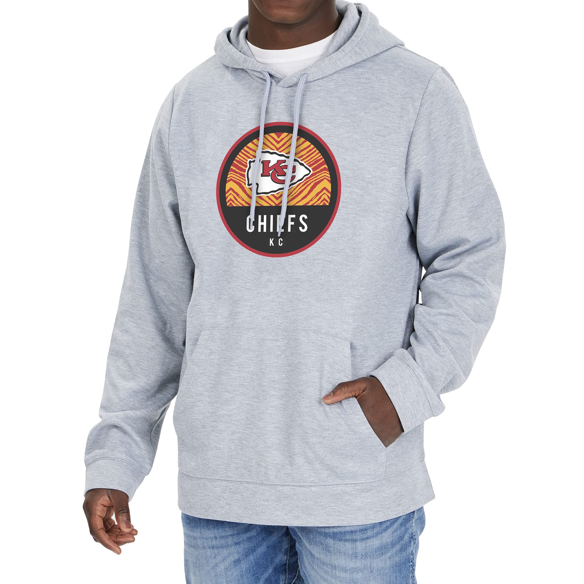 Zubaz Offiziell lizenzierter NFL Herren Team Graphic Grey Hoodie, Team-Farbe