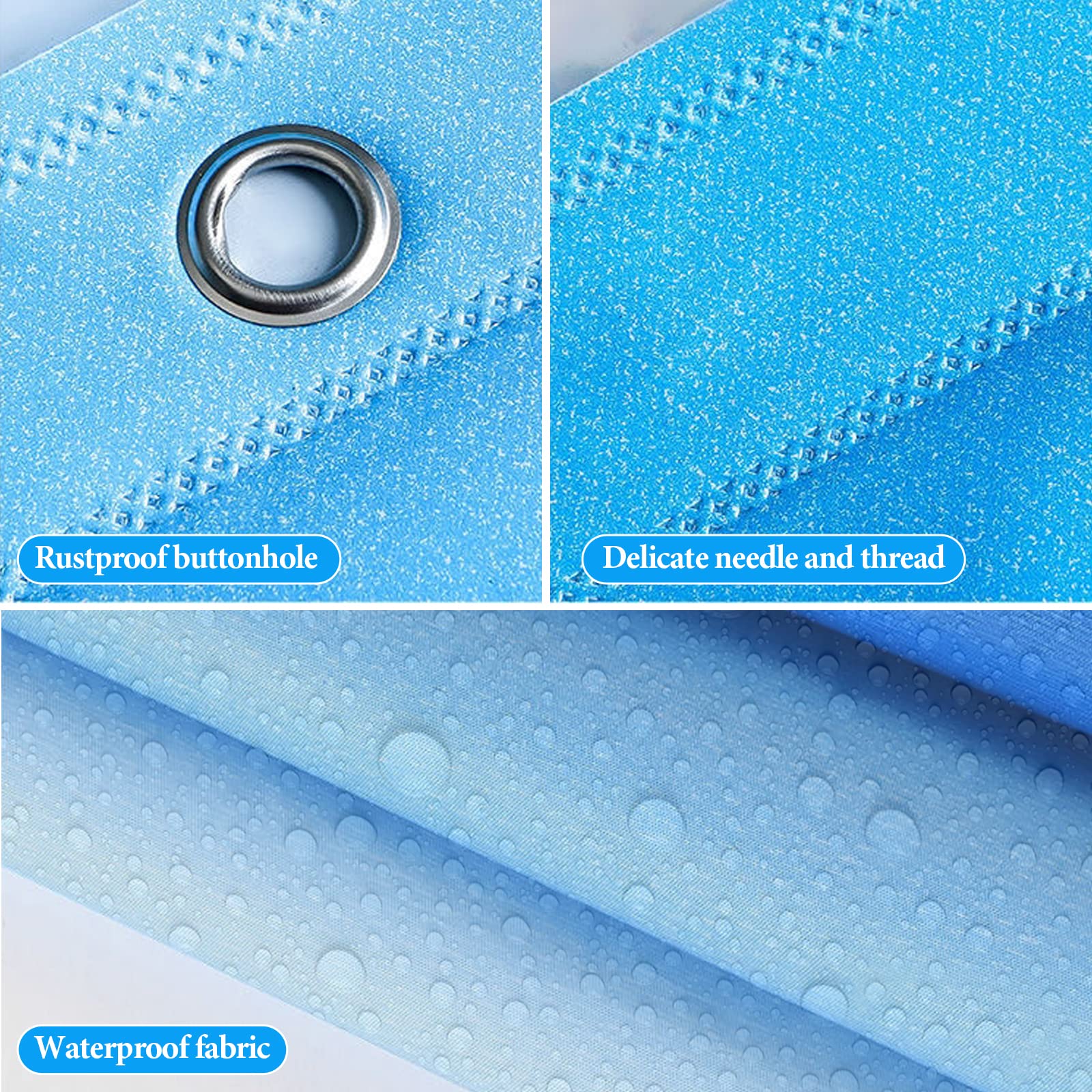 DHSWNNG Shower Curtains Mould Proof Resistant Blue Shower Curtain with 14 Hooks 180 X 200cm Dolphin Waterproof Bath Bathtub Curtain for Bathroom Wet Room Tub - Image 4