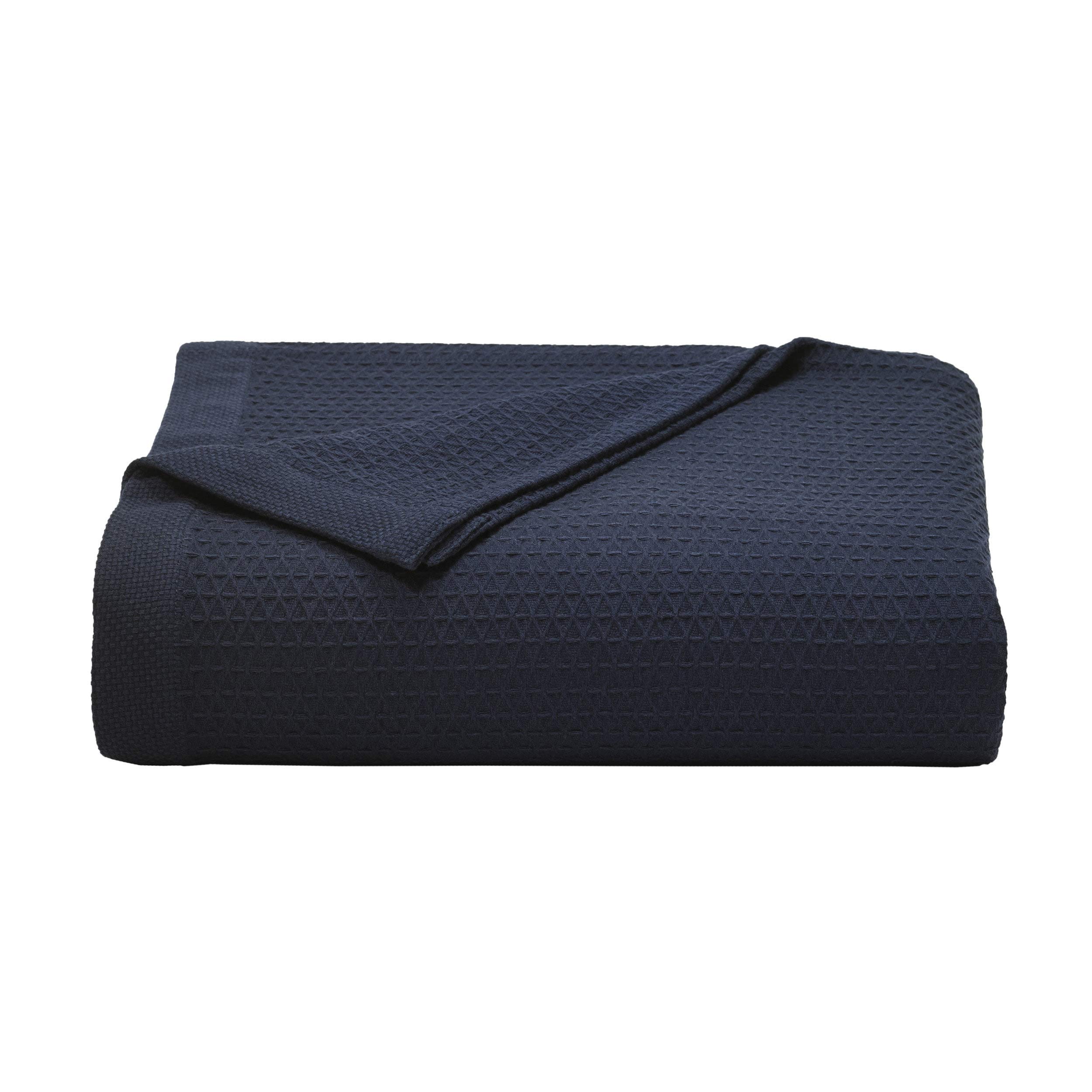 Nautica - Manta Individual, Ropa de Cama de algodón de Peso Medio, decoración del hogar para Todas Las Estaciones, artículos Esenciales para el Dormitorio (Azul Marino, Individual)