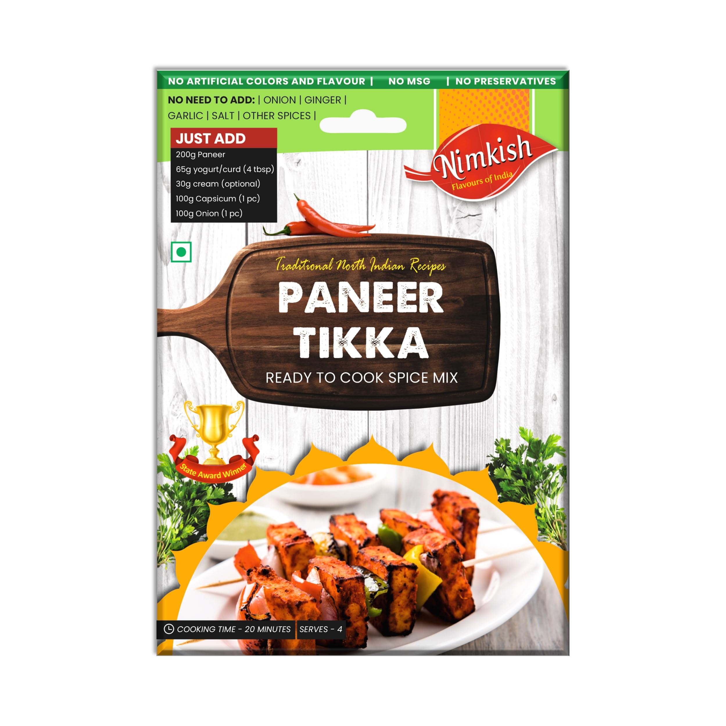 Nimkish Paneer Tikka Spice Mix 60g (Twin Pack, 30g Each), Tandoori Masala, Easy to Cook, Instant Premix (B07MLGDY4K) Amazon Price History, Amazon Price Tracker