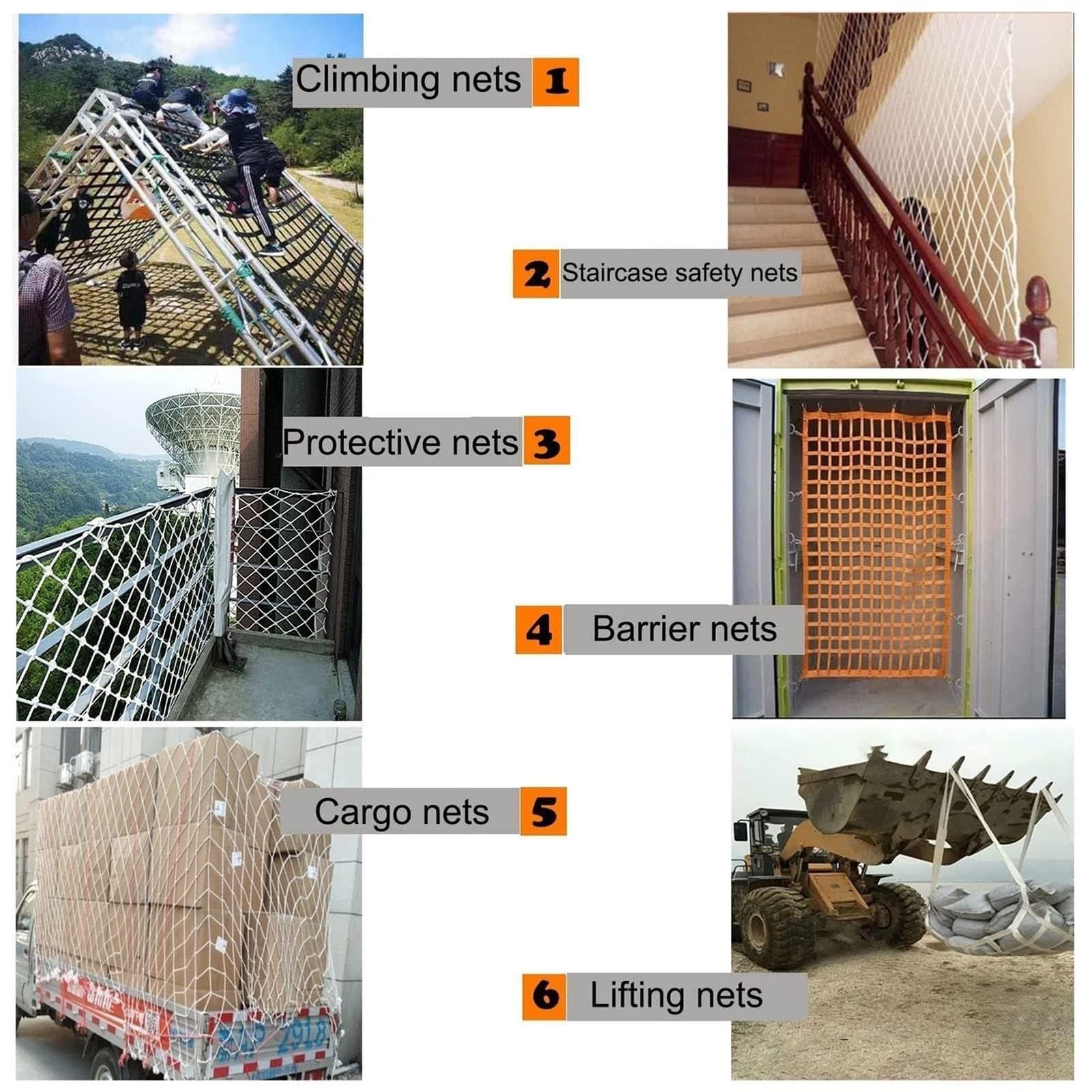 Elastisches Lastennetz – Flaches Nylonnetz, Hängendes Hebe-Gepäcknetz, Reißfest Für Schwere Gegenstände 10cm Maschenweite, Zum Be- Und Entladen Schwerer Lasten(1.5 X 1.5M/Mesh 10cm/Load 500kg)