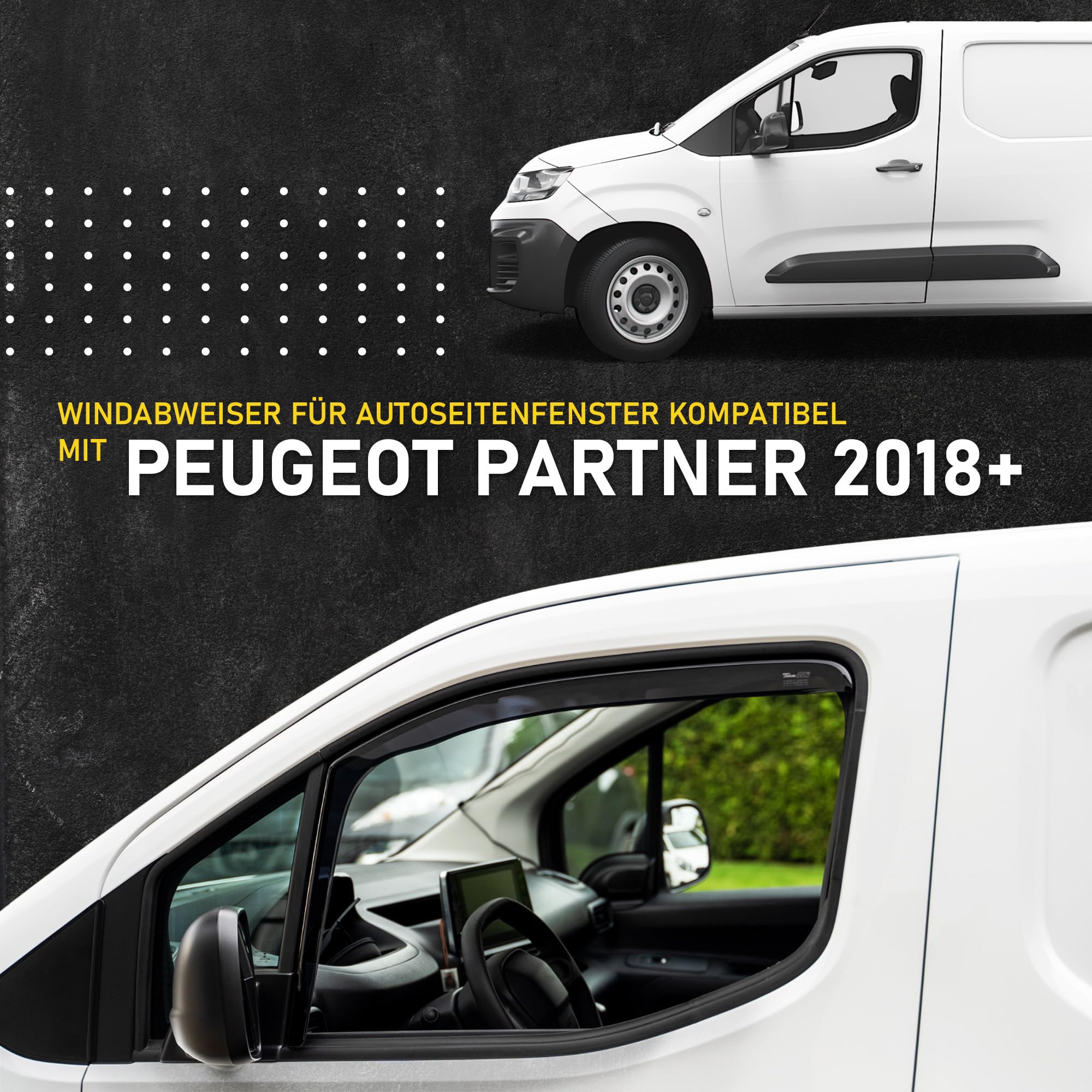 HEKO Seitenscheiben-Windabweiser Für Peugeot Partner 2018+ – Getönt, 2-teilig, Einfach Zu Montieren