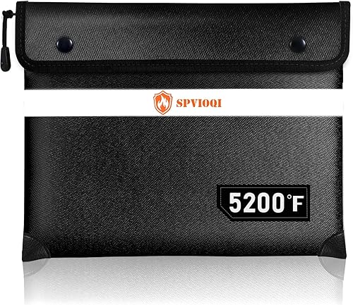 Miniatura 8 de Bolsa de documentos ignífuga mejorada de 5200 F  Aislamiento térmico, bolsa a prueba de fuego de agua con cremallera, 8 capas de materiales