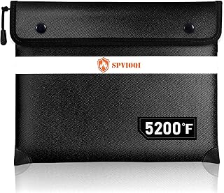Fireproof Document Bag 5200°F with Heat Insulated, Fireproof Money Bag for Cash with Zipper and Reflective Strip, 14.2” X 11” Fireproof Safe Storage Pouch for Valuables