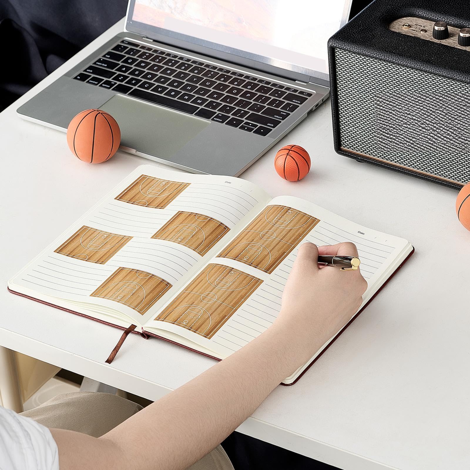 Eaasty Confezione da 2 quaderni per allenatori di basket, in pelle PU, formato B5, ideale per allenatori, giocatori e regali di squadra