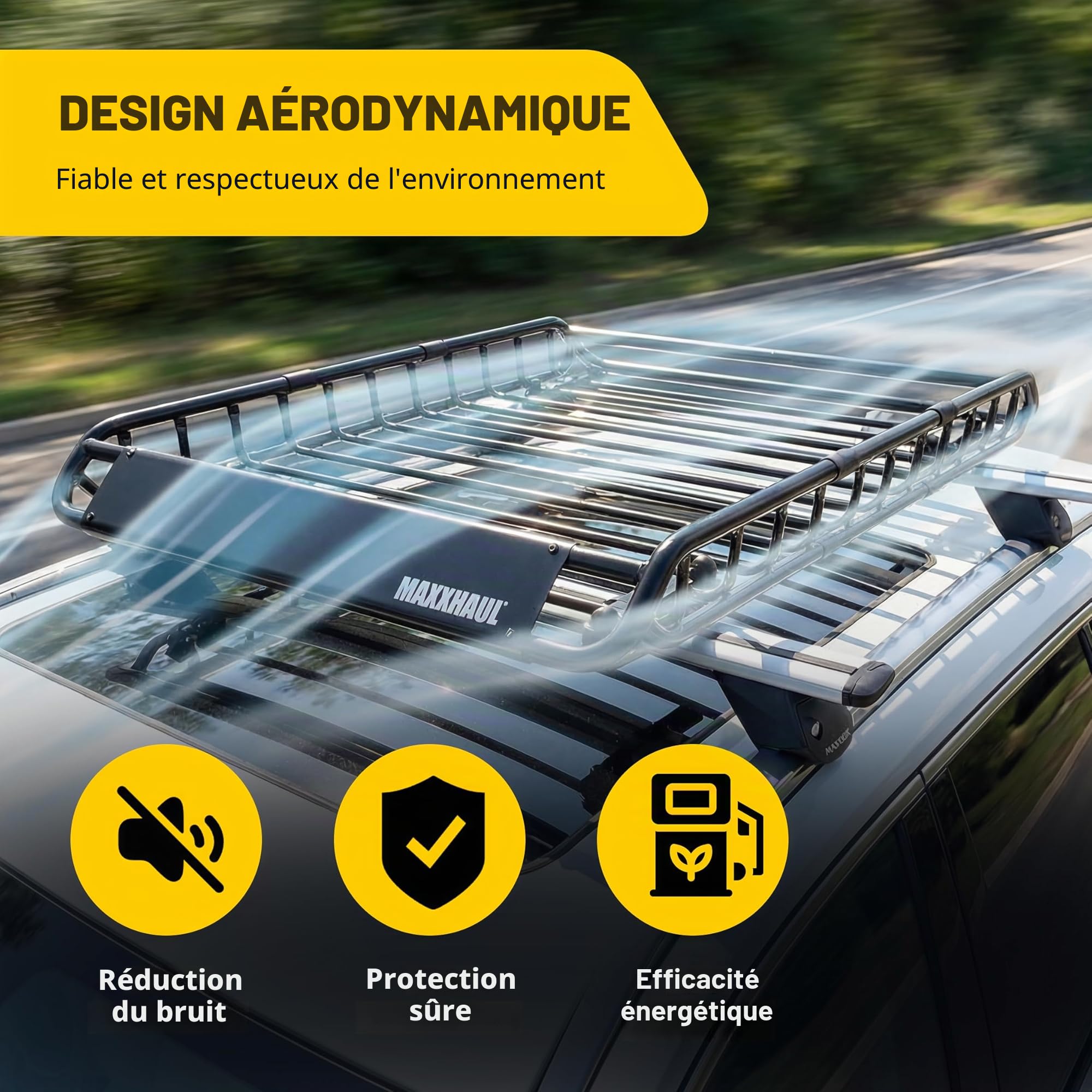 MAXXHAUL 70115 Galerie de Toit en Acier pour SUV et camionnettes, 116,8 x 91,4 x 11,4 cm,capacité de Charge 68 kg, Noir