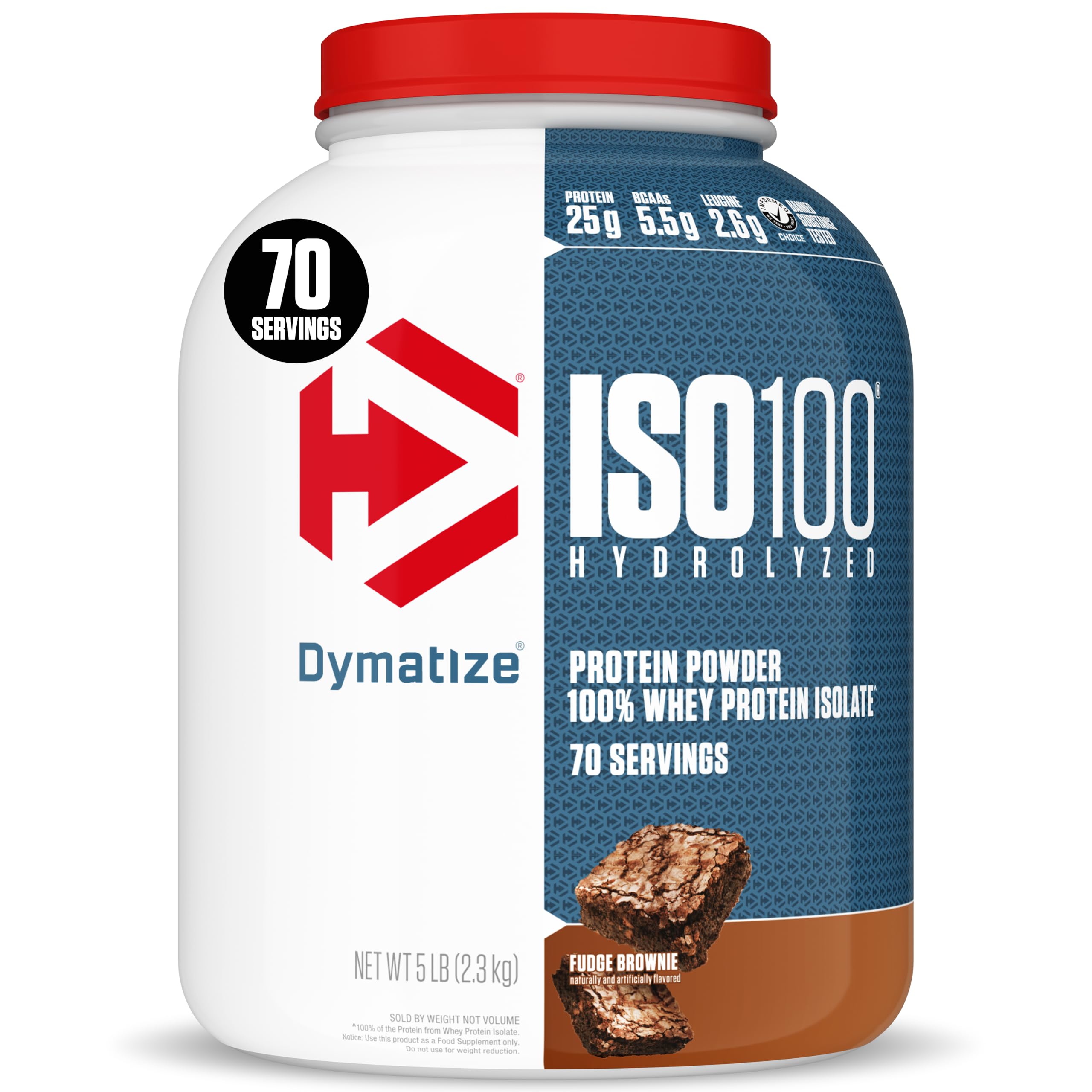 Dymatize ISO100 Protein Powder, 100% Whey Isolate, Fudge Brownie Fudge Brownie 5 Pound (Pack of 1)