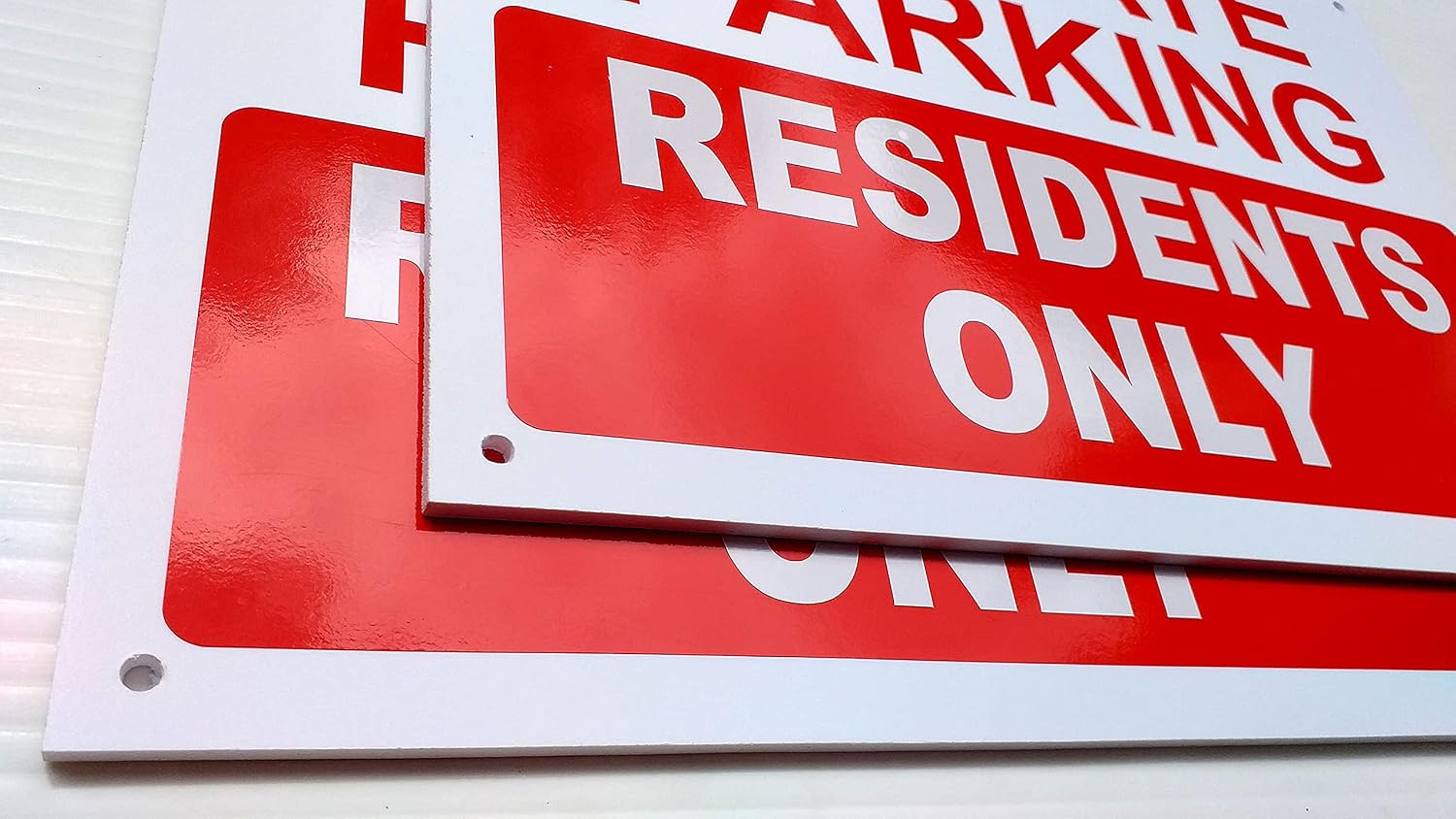 A3 A4x2 No Parking various 5mm Foamex Sign red white with holes (RESIDonlyA4x2), various A4 A3 A2 - Image 3