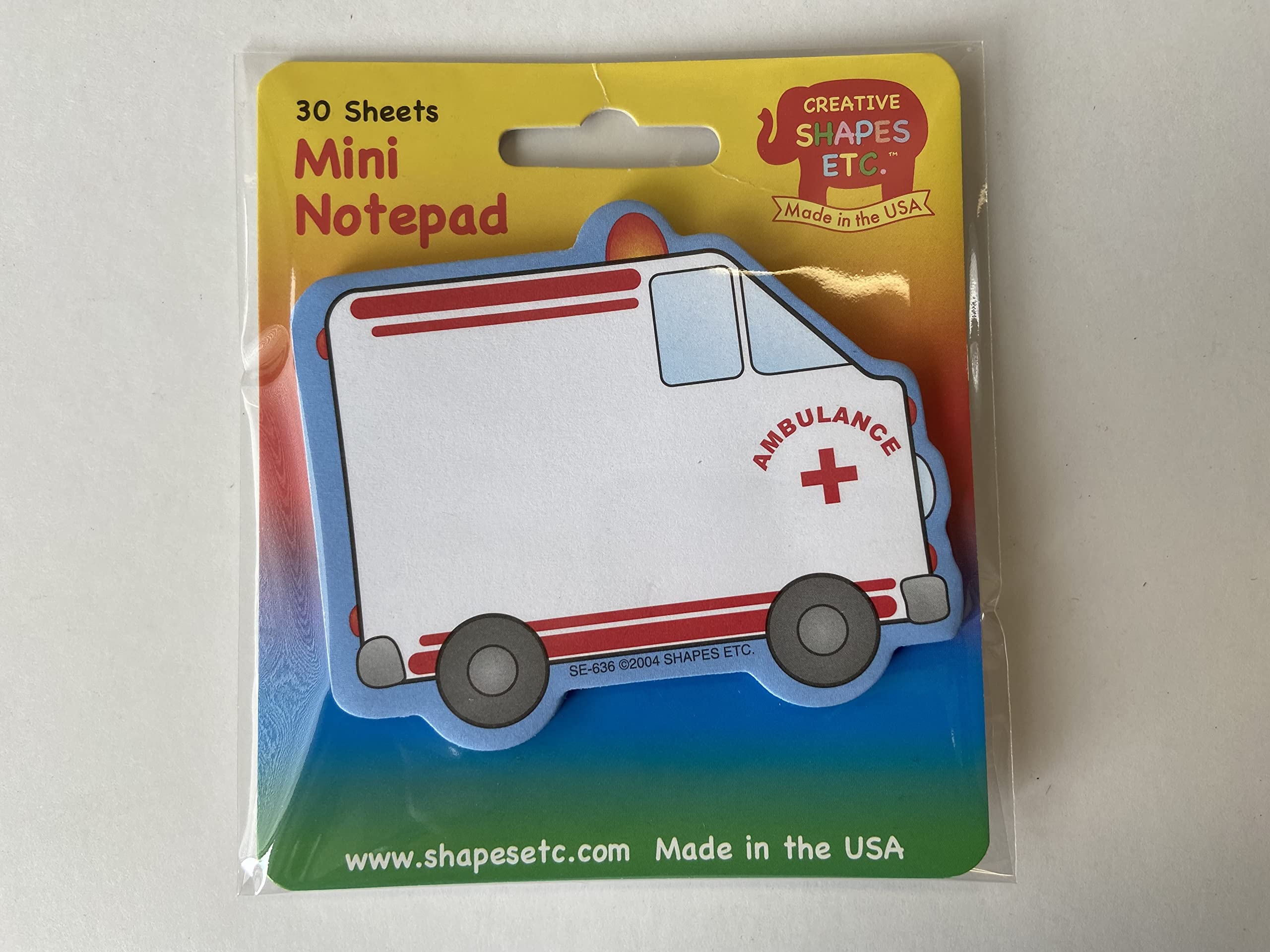 SHAPES ETC. 35 Shts Original Ambulance Mini Notepad 3in Search and Rescue First Responders Healthcare Notepad Classroom Bulletin Board Decorations