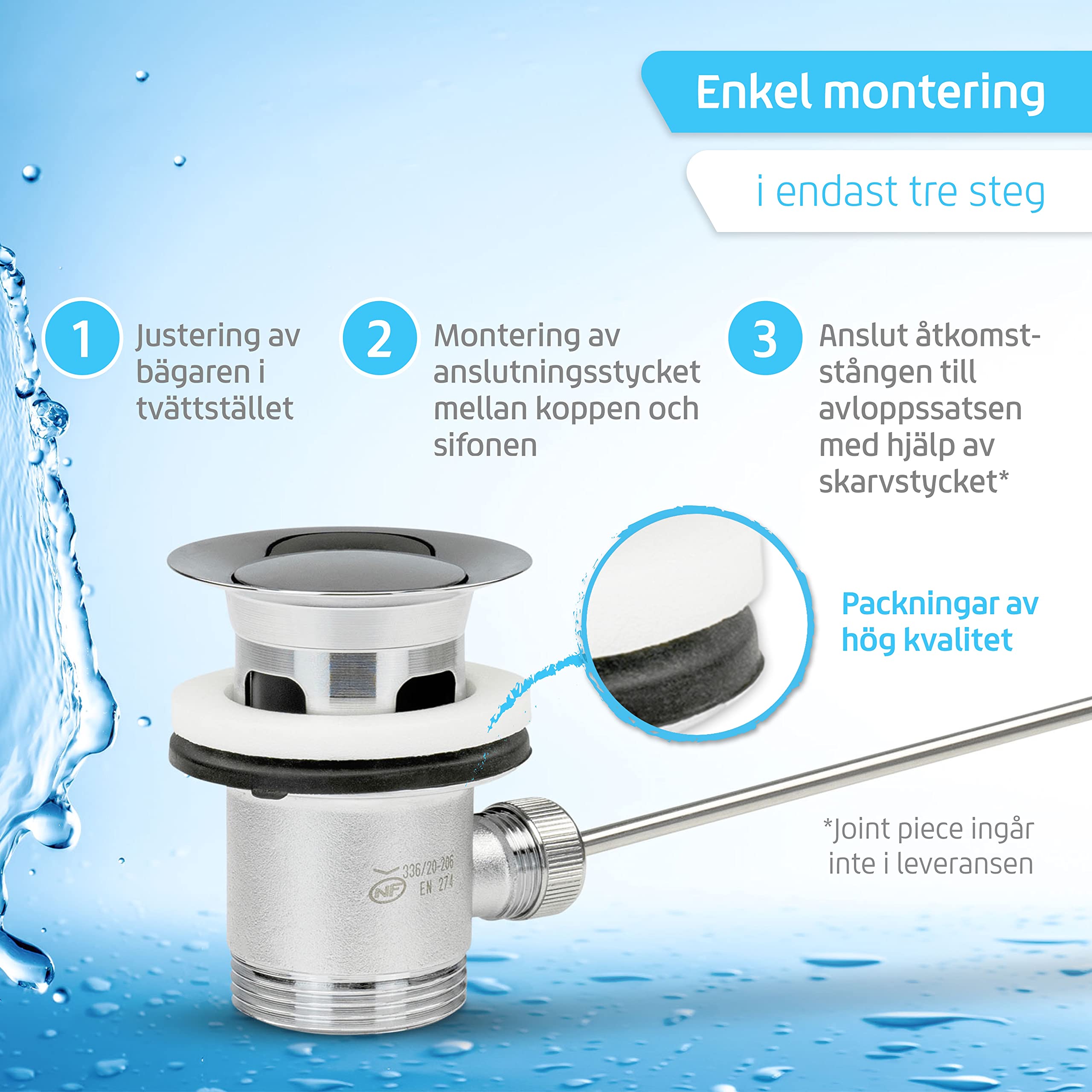 SANTRAS High-quality Eccentric Drain For Washbasins With Overflow - View #2