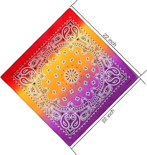 Miniatura 3 de URATOT Paquete de 12 bandanas de algodón degradado con estampado de cachemira