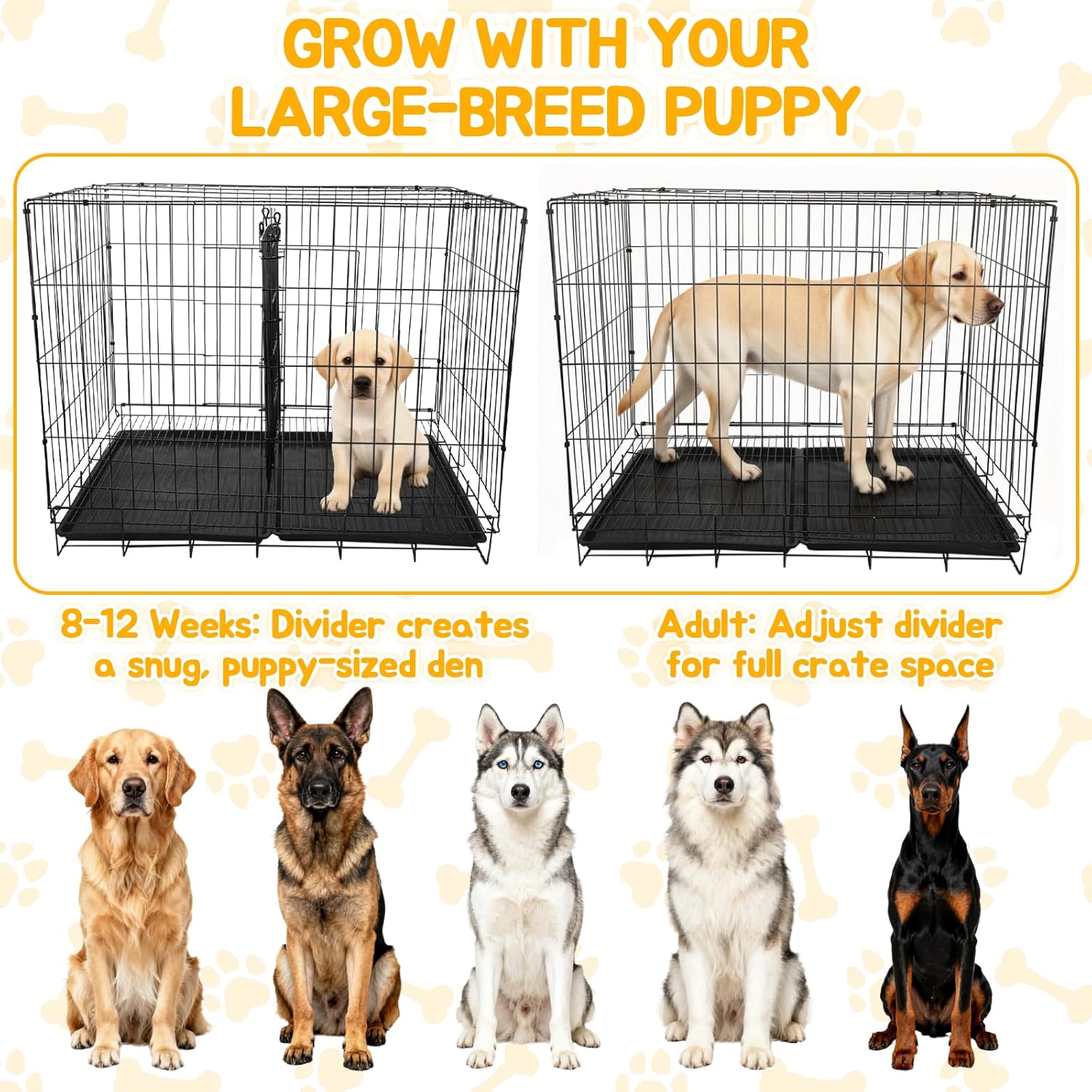 Dog Crate Divider Panel 2 Pack, 28" H Metal Kennel Divider, Adjustable 18.9"-38.2" Width, Fits 42"-48" Wire Dog Crates, Tool-Free Install for Puppy Training & Anxiety Relief (Crate Not Included) 27.95"H