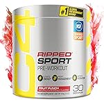Cellucor C4 Ripped Sport Pre Workout Powder Fat Burner - NSF Certified for Sport + Sugar Free Preworkout Energy Supplement for Men & Women - 135mg Caffeine + Weight Loss - Fruit Punch, 30 Servings