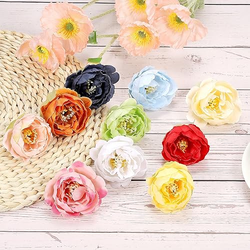 Miniatura 5 de PATIKIL Cabeza de flores artificiales, 15 cabezas de flores falsas, cabezas de peonía de seda a granel, flores de simulación para ramos de flores,