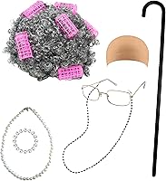 Vista 10 de 4E's Novelty Disfraz de anciana para niños, para 100 días de escuela, disfraz de abuela para niñas, accesorio para niños pequeños de 3 a 10 años