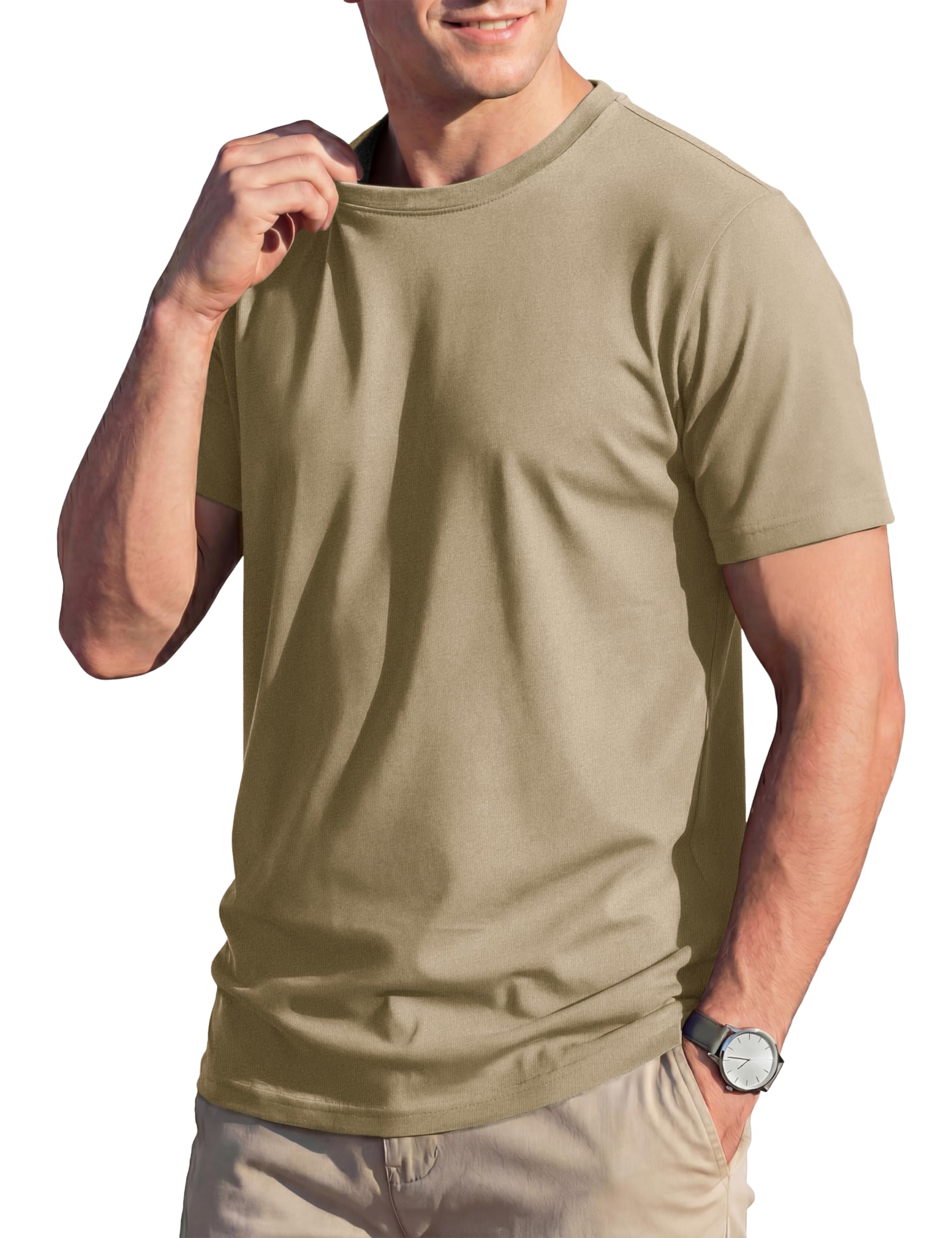 TACVASEN T Shirt Herren Kurzarm Baumwolle T-Shirt Rundhals Sommer Tshirt Regular Fit Basic Tops Weiches Casual Oberteil