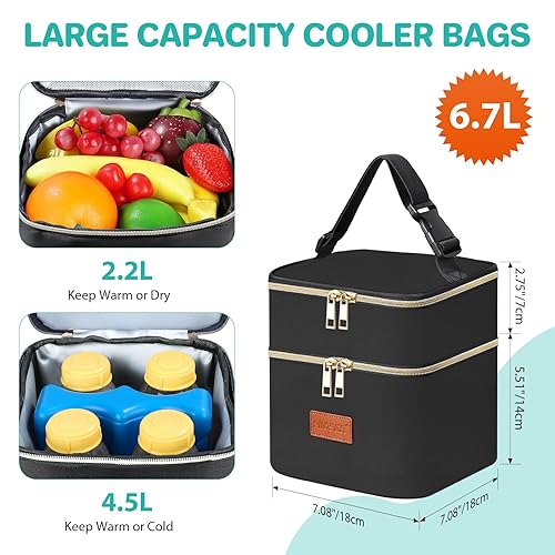 Miniatura 4 de PIIOSER Bolsa enfriadora de almacenamiento de leche materna con bolsa de hielo, se adapta a 4 biberones de hasta 5 onzas, pequeña bolsa térmica de