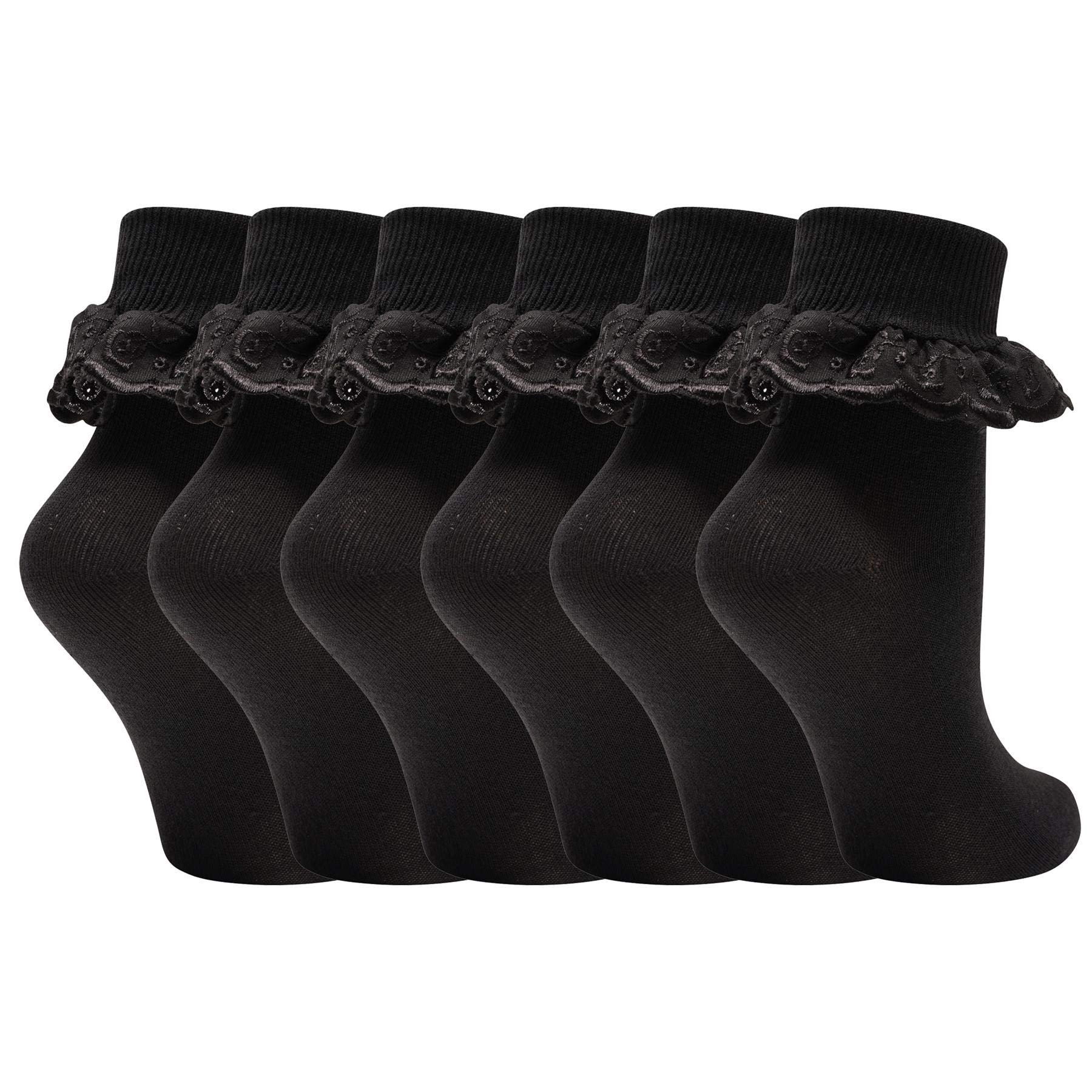 Soxy Girls Multi Lace Socks - Sx166-6-8 - Uk 6-8 (Eu 23-26) - Black