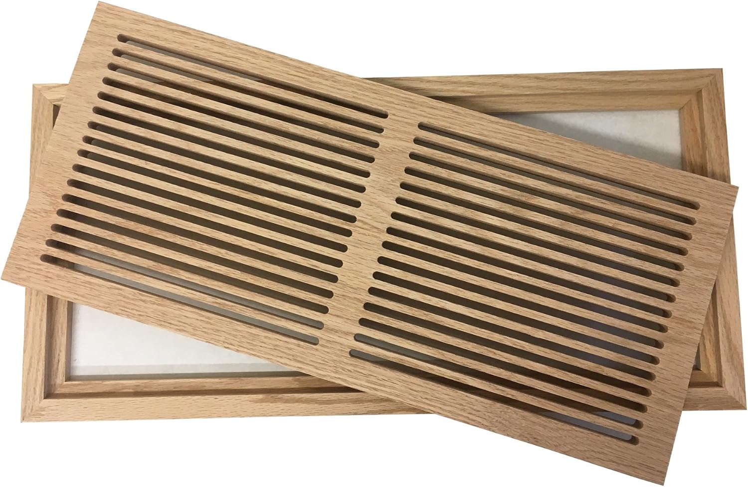 Cape Cod Air Grilles, 8" x 24" White Oak Hardwood Vent Floor Register Flush Mount with Frame, Slotted Style, Unfinished
