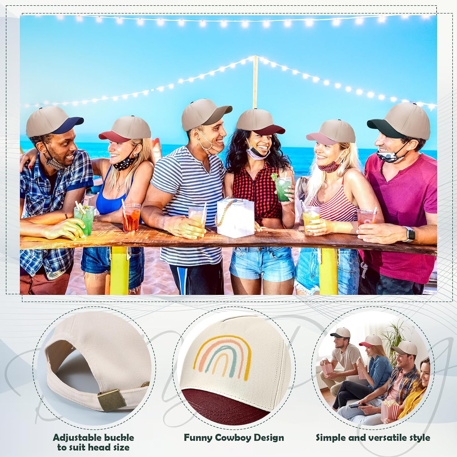 Hercicy Vintage Two Tone Trucker Hat Blank Snapback Hat Retro Adjustable Baseball Cap Plain Minimalist Unisex for Men Women - Image 6