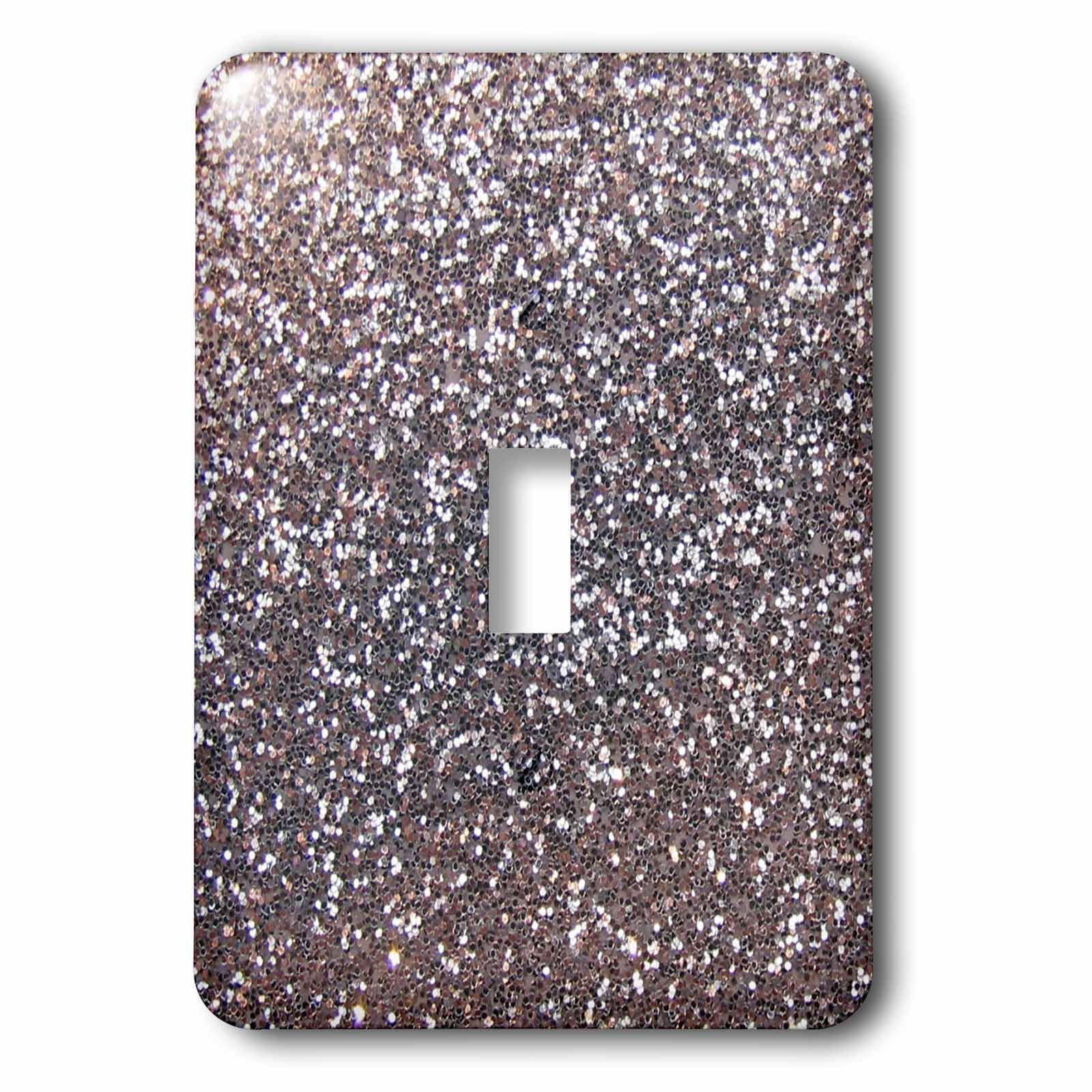 Interrupteur à bascule unique paillette argent métallisé bling 3drose