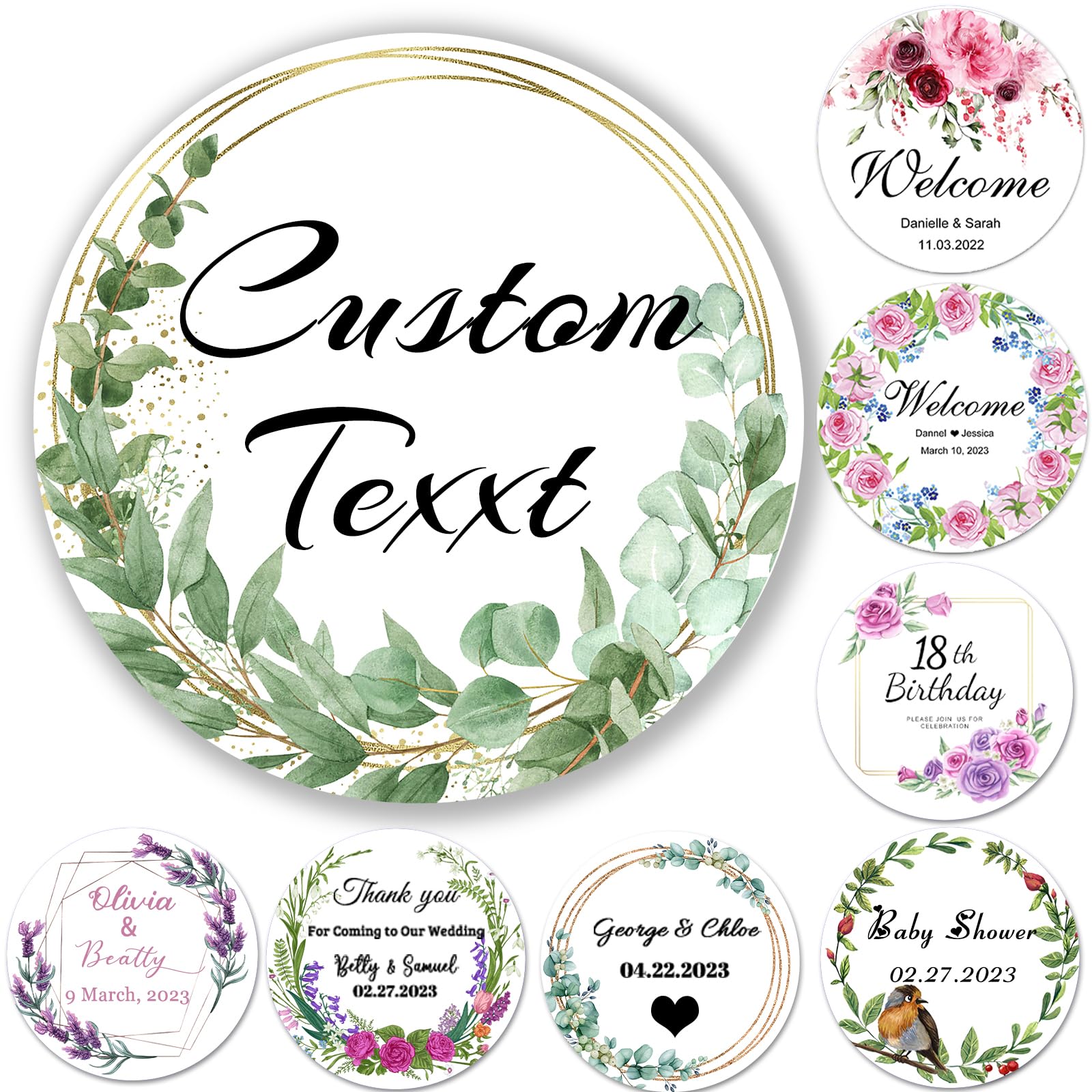 Wedding Party Stickers Custom Stickers 100 Pack - Personalized Logo ...