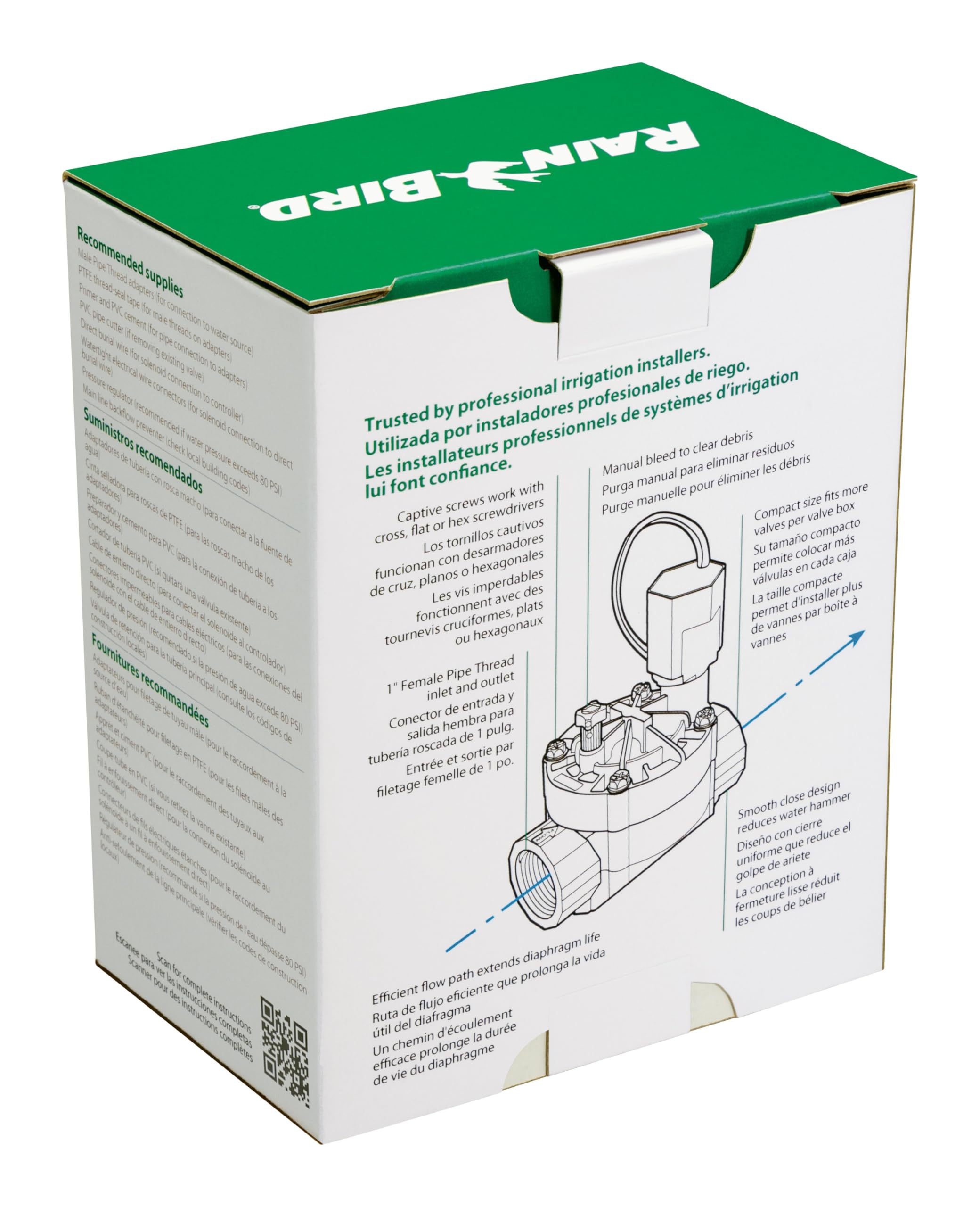 Rain Bird HV100FF Válvula en línea de alto valor de 1 pulgada de entrada y salida roscadas, diseño compacto para instalaciones ajustadas