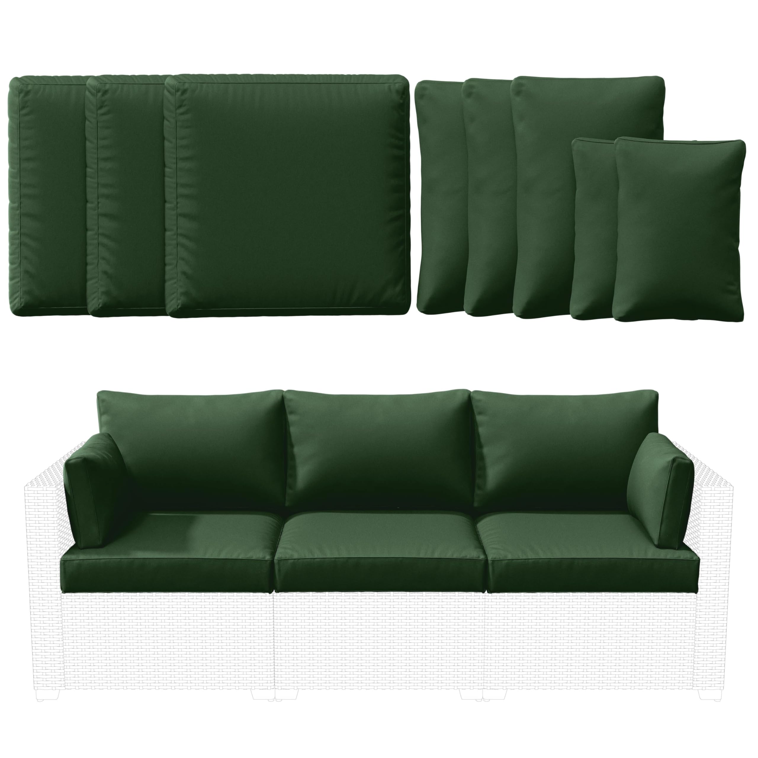 Snubbull Outdoor Cushions for Patio Furniture Replacement,Waterproof & Fadeness Patio Furniture Cushions, 4" Deep Seat Outdoor Furniture Cushions for