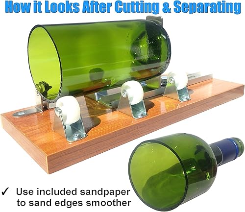 Miniatura 2 de Kit cortador de botellas de vidrio (Deluxe), Upcycle EZ-Cut: corte de botellas de cerveza y vino + papel de lija de bordes y herramienta de calor
