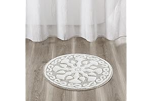 Madison Park Casablanca Circular Bathroom Rug: 100% Cotton Plush, Medallion Floral Pattern, Luxurious Bath Mat