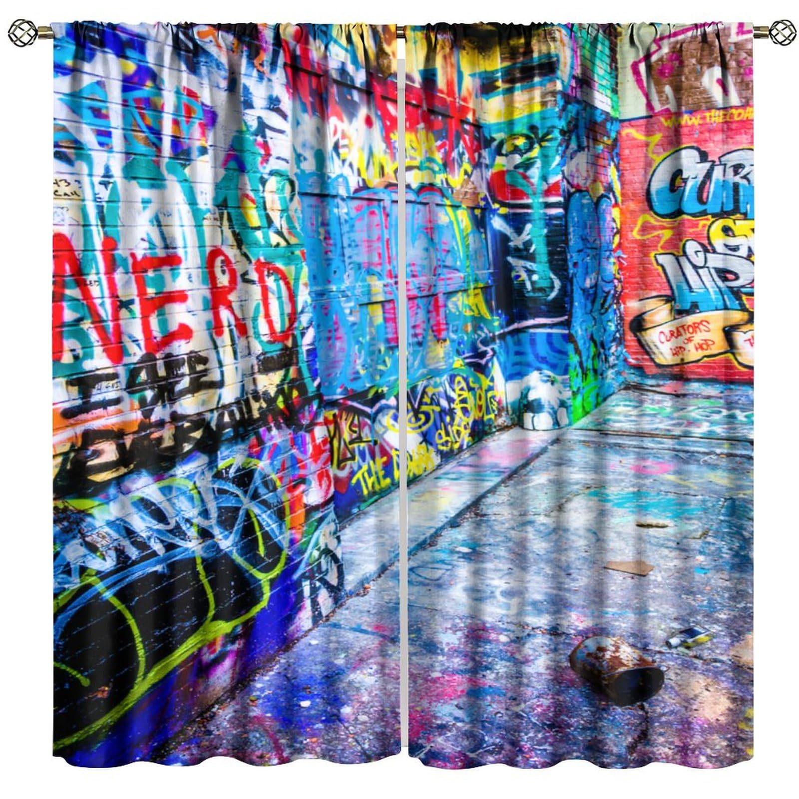 Rideau graffiti coloré pour salon moderne et décoration de chambre à coucher créative