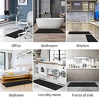 Vista 7 de AUTODECO Juego de 2 tapetes y tapetes de cocina, acolchados antifatiga, para suelo, lavables 17 x 29 pulgadas + 17 x 59 pulgadas, color negro