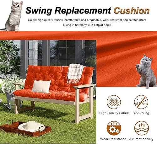 Miniatura 26 de Cojín de repuesto para columpio de 2-3 asientos, cojines de banco para exteriores con respaldo grueso de 4 pulgadas, muebles de patio, jardín, Flor
