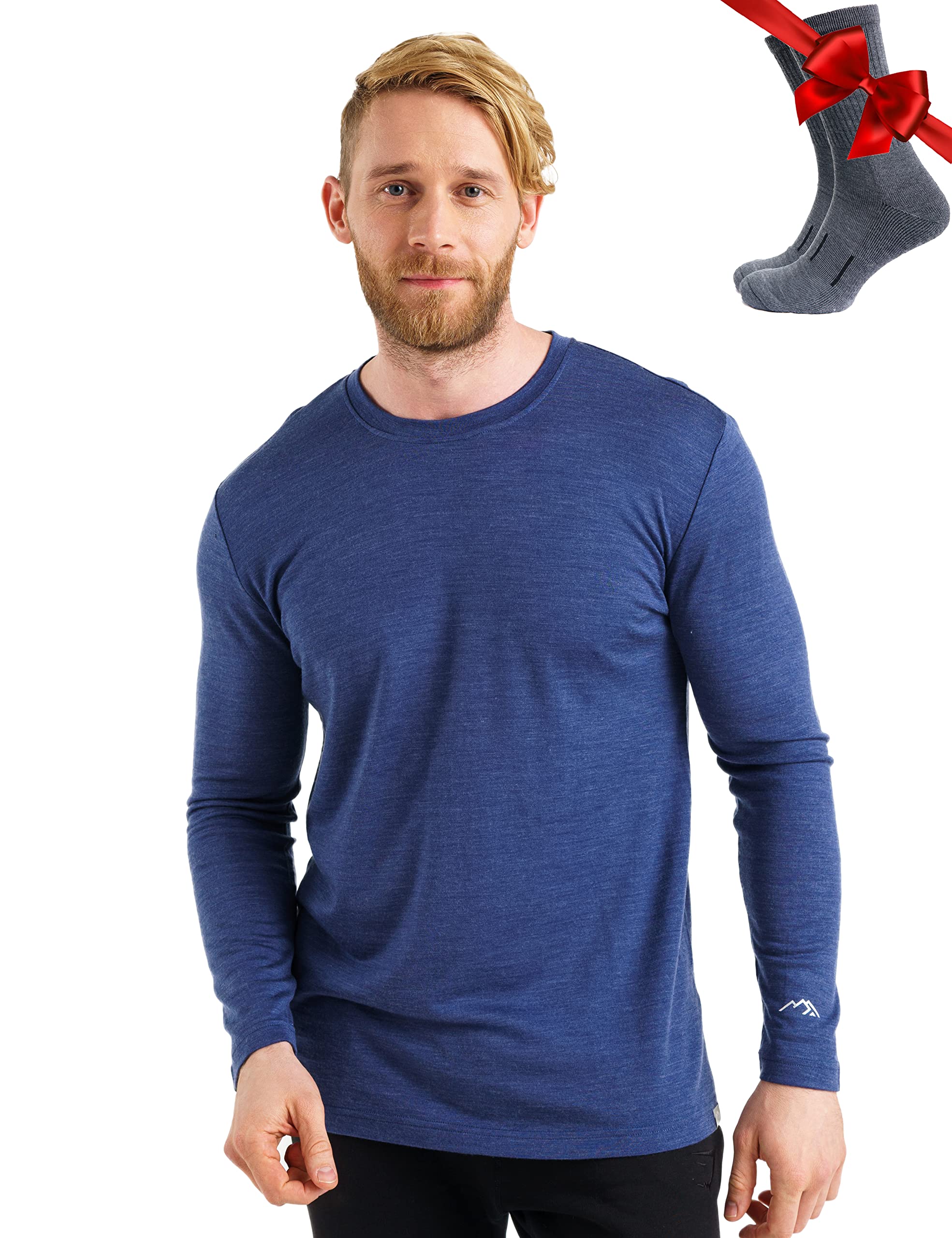 Merino.tech Merino Wool Base Layer - Mens 100% Merino Wool Long Sleeve Thermal Shirts Heavyweight, Midweight, Lite with Socks — view 13