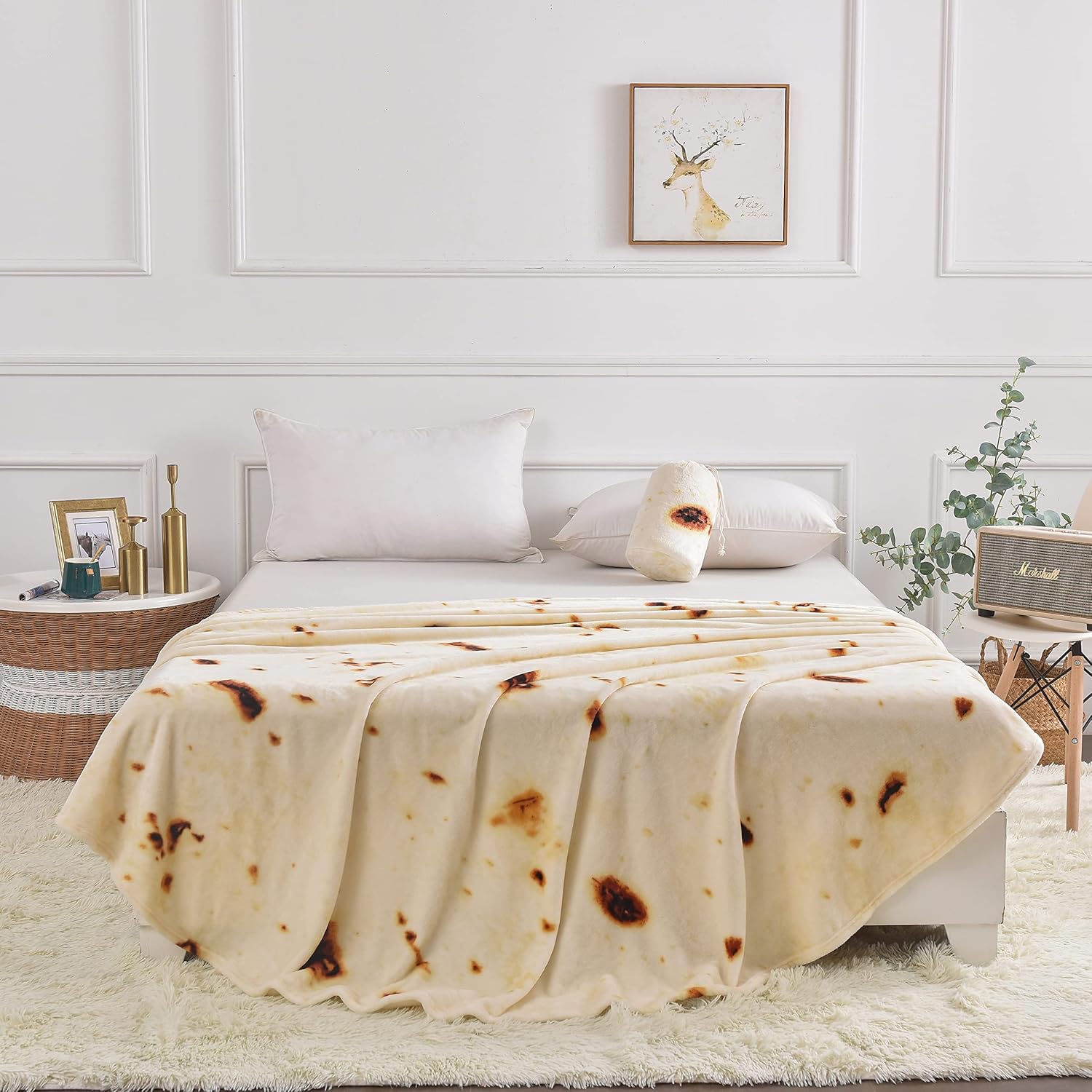Bnuitland 71 Inches Burritos Tortilla Blanket, 300GSM Giant Funny Gift Throw with Pouch for Adults, Double Sided Novelty Realistic Super Soft Taco Food Blanket for Bed/Sofa - Image 7