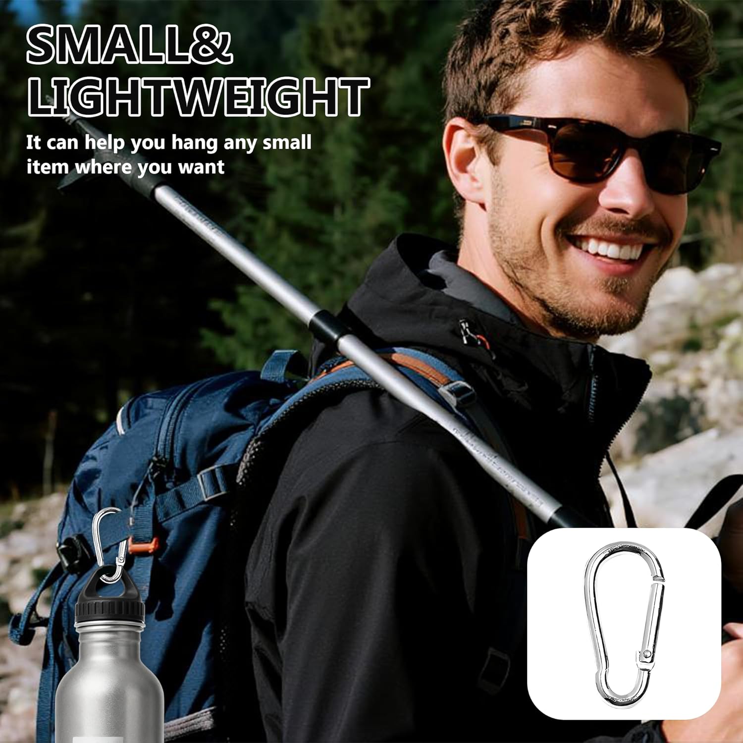 300 Pcs 2" Carabiner Bulk Spring Snap Hooks Bulk Aluminum Alloy Clip Keychain for Hanging Camping Hiking Traveling Fishing Outdoor Activities Dog Leash, Keys (Silver)