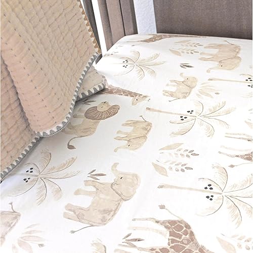 Miniatura 5 de Crane Baby Safari - Sábana bajera para cuna, 100% algodón, para colchón estándar de 28 x 52 pulgadas, transpirable, para niños y niñas