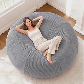 HABUTWAY 6FT Bean Bag Chair Teardrop Bean Bag Chairs for Adults beanbag with Memory Foam Filled with Dual-Tone Unique Combination Corduroy & Luxury Distressed Velvet Washable Cover,Velvet Dark Grey