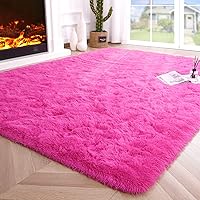 Vista 57 de Noahas Alfombras Esponjosas de Arcoíris para Dormitorio de Niñas, 2x4 Alfombra Peluda Rosa para Cuarto de Niños, Alfombras de Área Peludas para Sala