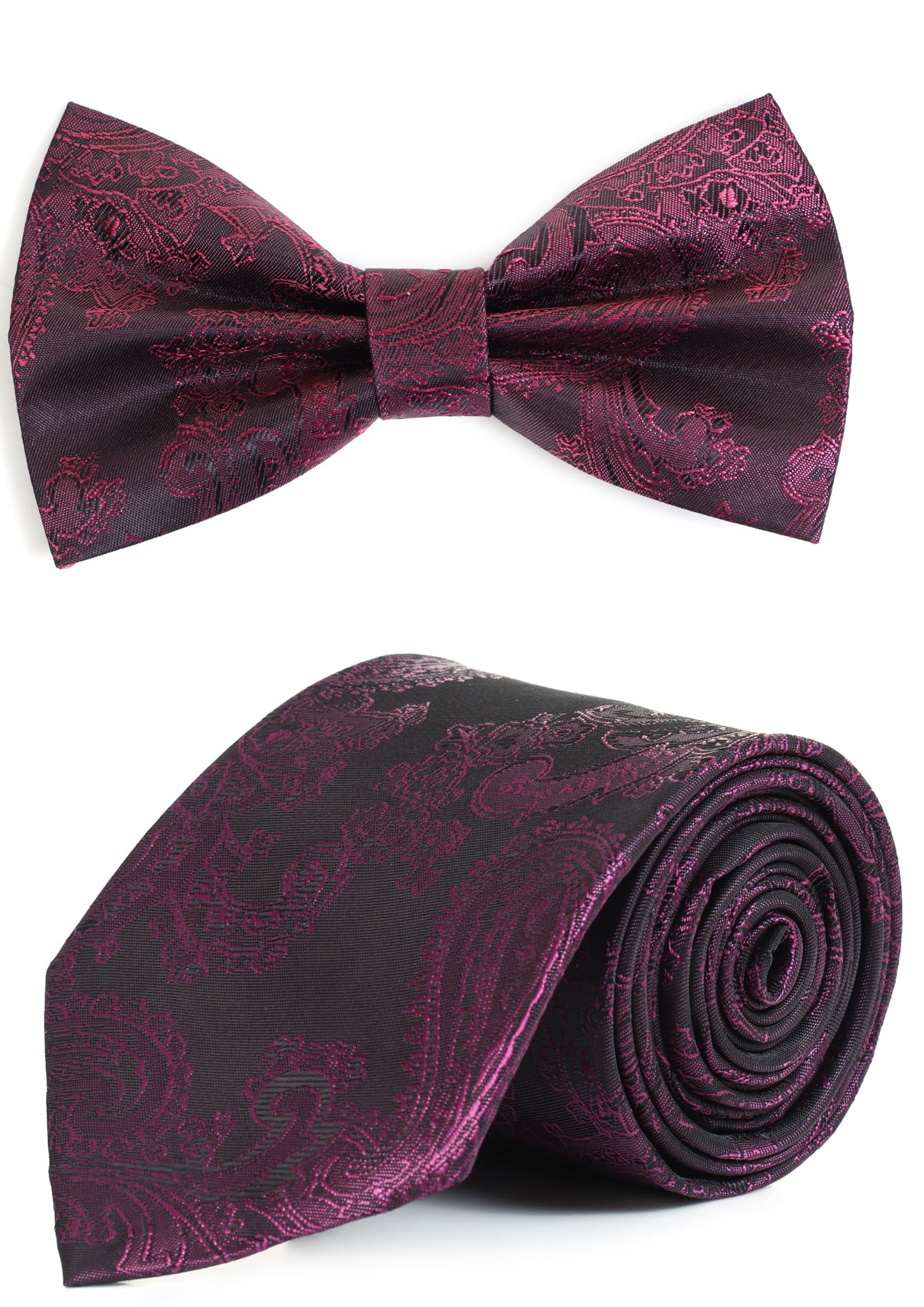 random stripe Premium 13 Colors Paisley Design Men’s Necktie & Bow Tie Combo-picture-6