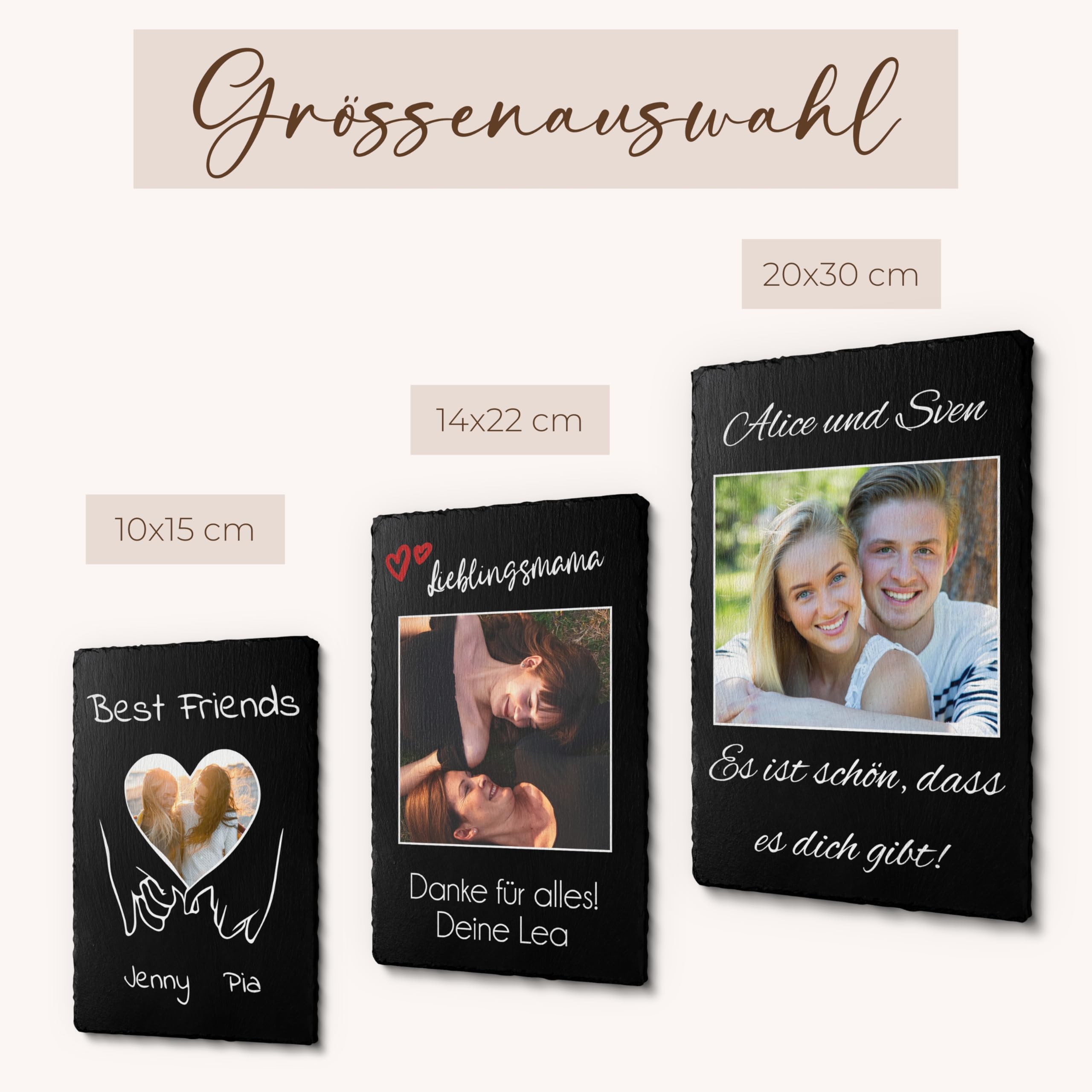CHRISCK design Personalisierter Schieferstein mit Foto - Geschenke für Freundinnen - Geschenkidee Schwester - Fotogeschenk für beste Freundin - Schieferplatte Wanddeko mit Bild bff besties